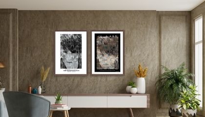 Photo prints — two archival photographs framed on a warm wall